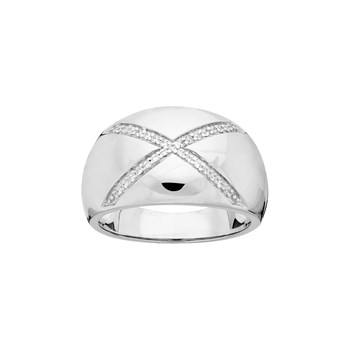 Bague bombée en Argent avec oxyde de zirconium blanc