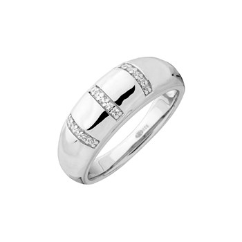 Bague bombée en Argent avec oxyde de zirconium blanc