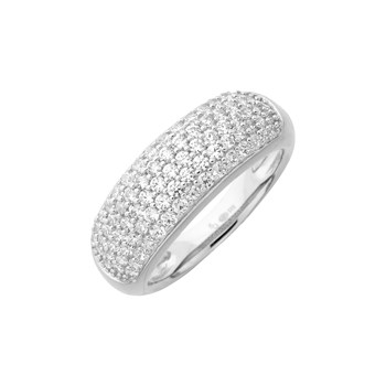 Bague bombée en Argent avec oxyde de zirconium blanc