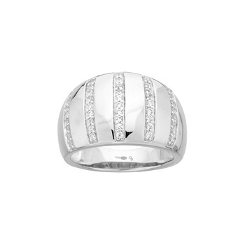 Bague bombée en Argent avec oxyde de zirconium blanc
