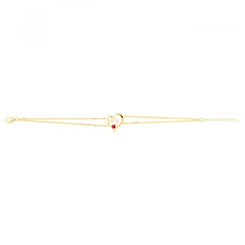 Bracelet en Plaqué Or avec oxyde de zirconium rouge rubis