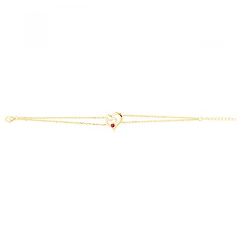 Bracelet en Plaqué Or avec spinelle rouge rubis