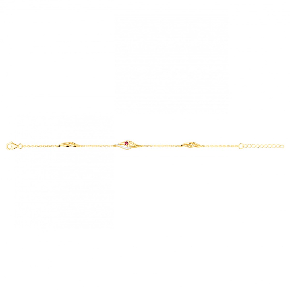 Bracelet en Plaqué Or avec oxyde de zirconium rouge rubis