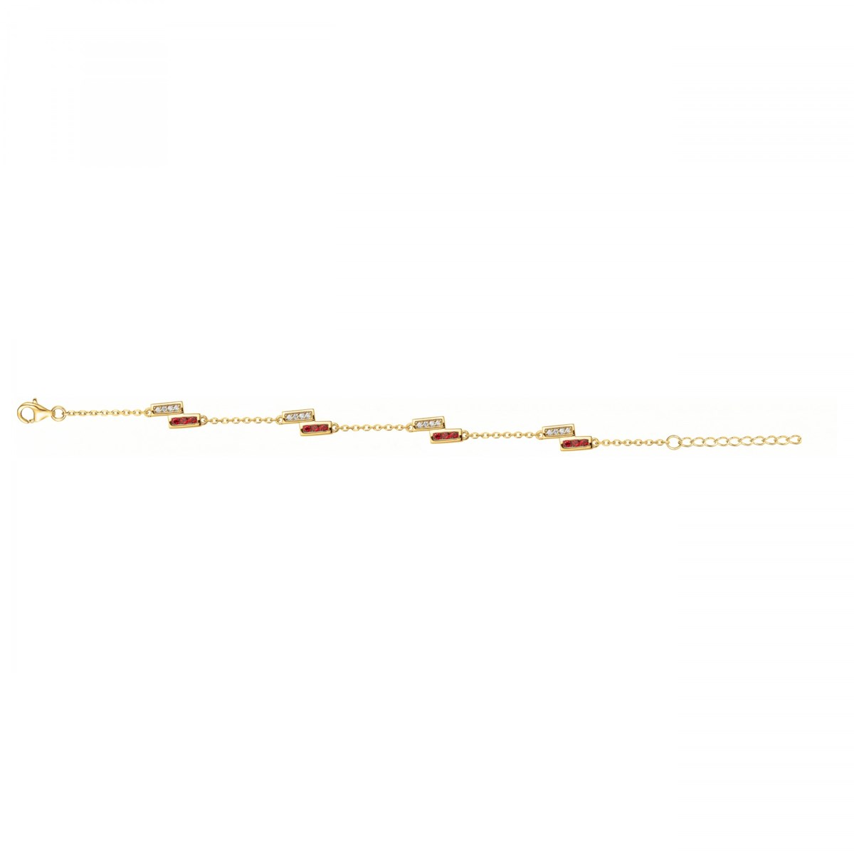 Bracelet en Plaqué Or avec oxyde de zirconium rouge rubis