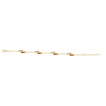 Bracelet en Plaqué Or avec oxyde de zirconium rouge rubis