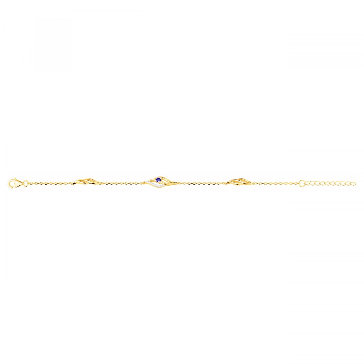 Bracelet en Plaqué Or avec oxyde de zirconium bleu saphir