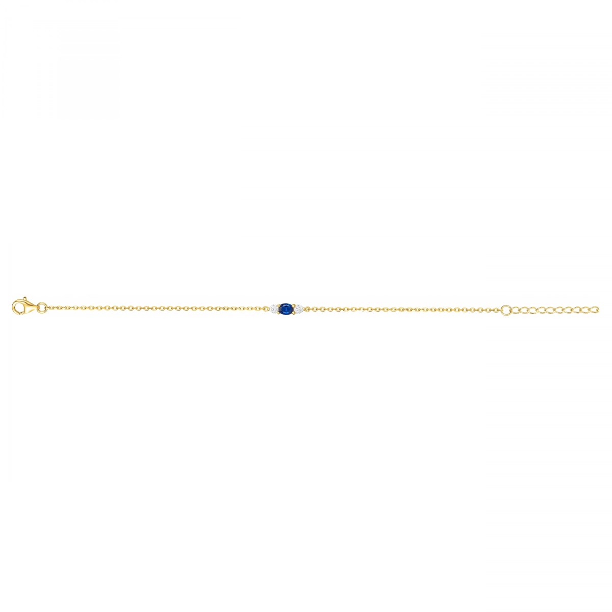Bracelet en Plaqué Or avec spinelle bleu saphir