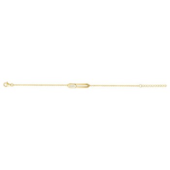 Bracelet souple mono-motif en Plaqué Or avec oxyde de zirconium blanc