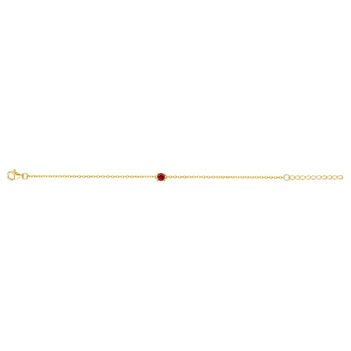 Bracelet souple mono-motif en Plaqué Or avec oxyde de zirconium rouge rubis