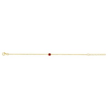 Bracelet souple mono-motif en Plaqué Or avec oxyde de zirconium rouge rubis