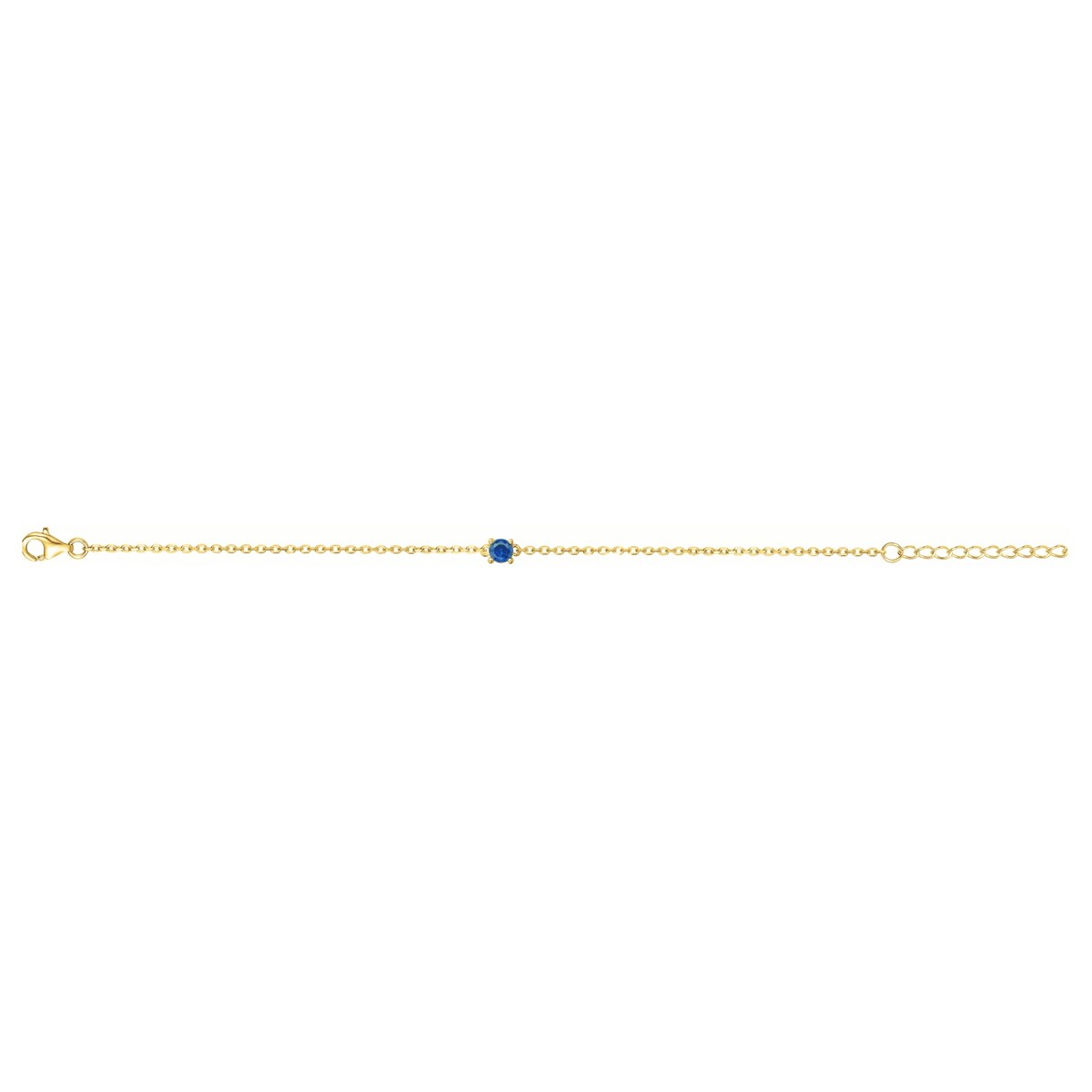 Bracelet souple mono-motif en Plaqué Or avec oxyde de zirconium bleu topaze