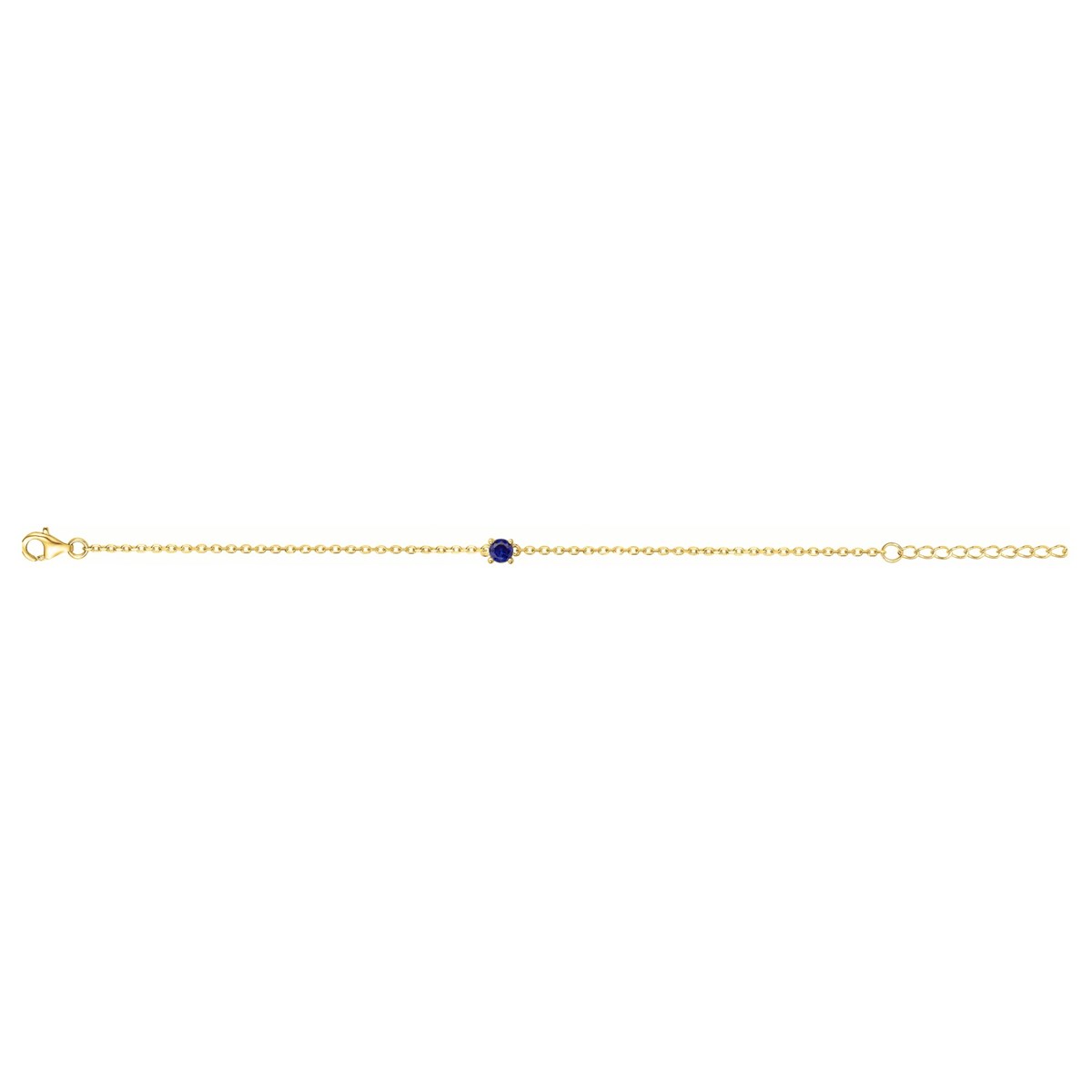 Bracelet souple mono-motif en Plaqué Or avec oxyde de zirconium bleu saphir