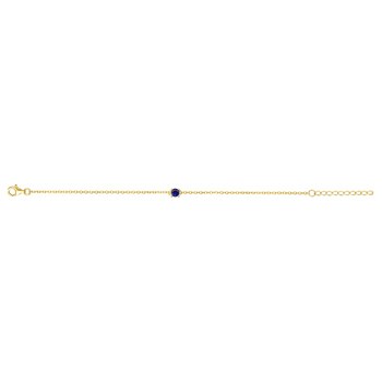 Bracelet souple mono-motif en Plaqué Or avec oxyde de zirconium bleu saphir
