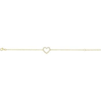 Bracelet souple mono-motif en Plaqué Or avec oxyde de zirconium blanc