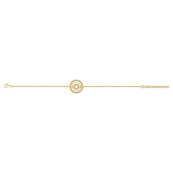 Bracelet souple mono-motif en Plaqué Or avec oxyde de zirconium blanc