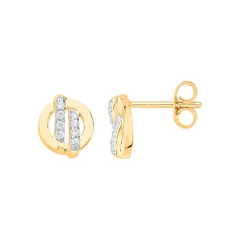 Boucles d'oreilles clous en Plaqué Or avec oxyde de zirconium blanc