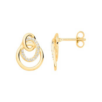 Boucles d'oreilles clous en Plaqué Or avec oxyde de zirconium blanc