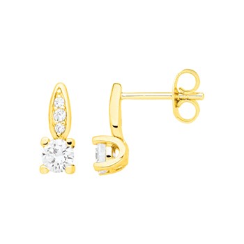 Boucles d'oreilles clous en Plaqué Or avec oxyde de zirconium blanc