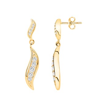 Boucles d'oreilles pendantes en Plaqué Or avec oxyde de zirconium blanc
