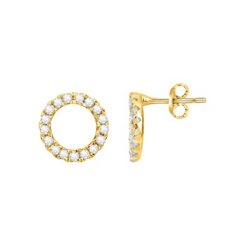 Boucles d'oreilles clous en Plaqué Or avec oxyde de zirconium blanc