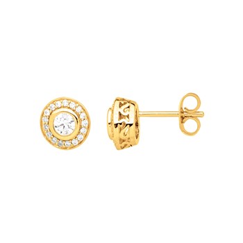 Boucles d'oreilles clous en Plaqué Or avec oxyde de zirconium blanc