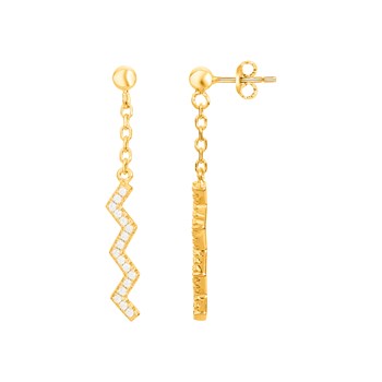 Boucles d'oreilles pendantes en Plaqué Or avec oxyde de zirconium blanc