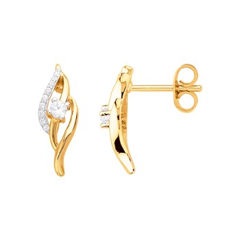 Boucles d'oreilles clous en Plaqué Or avec oxyde de zirconium blanc