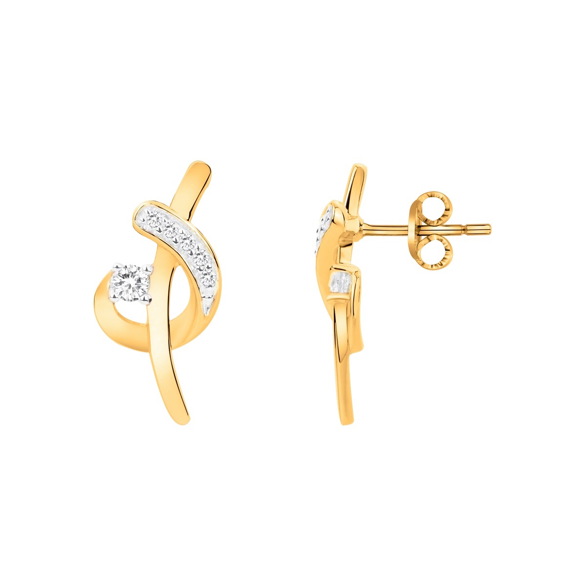 Boucles d'oreilles clous en Plaqué Or avec oxyde de zirconium blanc
