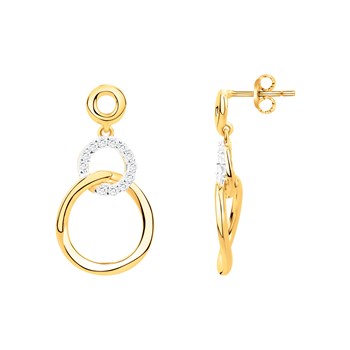 Boucles d'oreilles pendantes en Plaqué Or avec oxyde de zirconium blanc