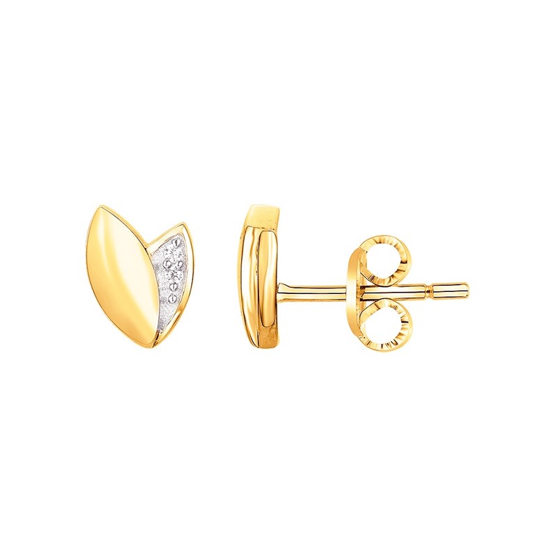 Boucles d'oreilles clous en Plaqué Or avec oxyde de zirconium blanc