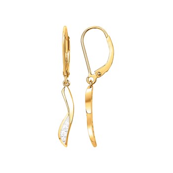 Boucles d'oreilles pendantes en Plaqué Or avec oxyde de zirconium blanc