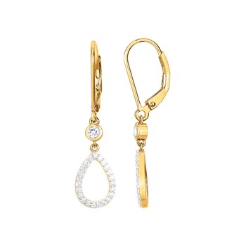 Boucles d'oreilles pendantes en Plaqué Or avec oxyde de zirconium blanc