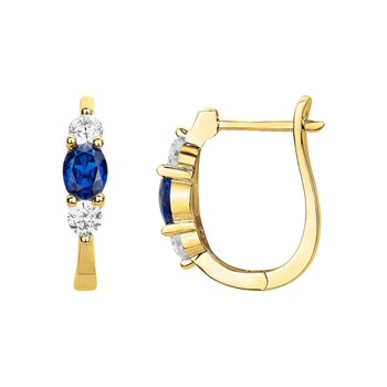 Boucles d'oreilles dormeuses en Plaqué Or avec spinelle bleu saphir