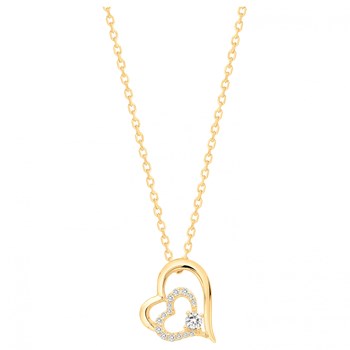 Collier en Plaqué Or avec oxyde de zirconium blanc