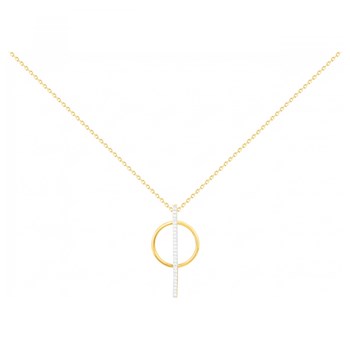 Collier Y en Plaqué Or avec oxyde de zirconium blanc