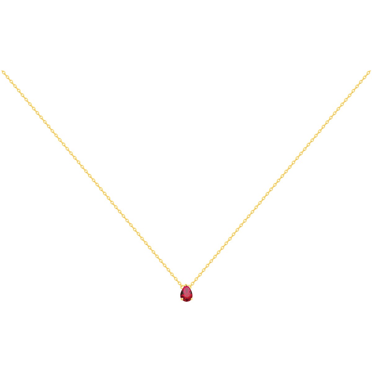 Collier en Plaqué Or avec oxyde de zirconium rouge rubis