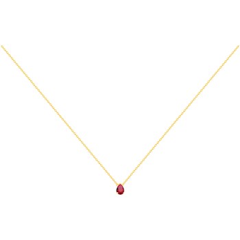 Collier en Plaqué Or avec oxyde de zirconium rouge rubis