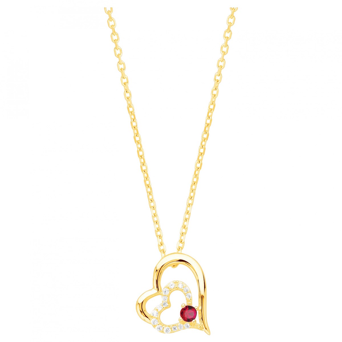 Collier en Plaqué Or avec oxyde de zirconium rouge rubis