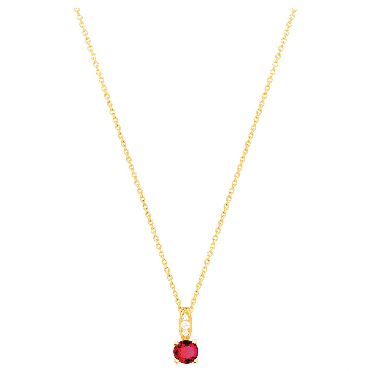 Collier en Plaqué Or avec oxyde de zirconium rouge rubis