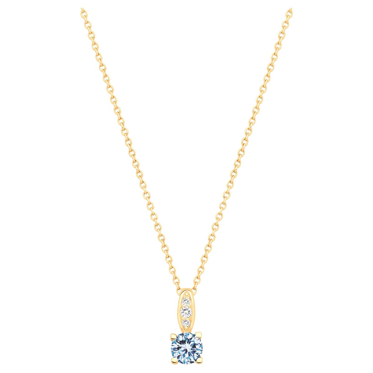 Collier en Plaqué Or avec oxyde de zirconium bleu topaze