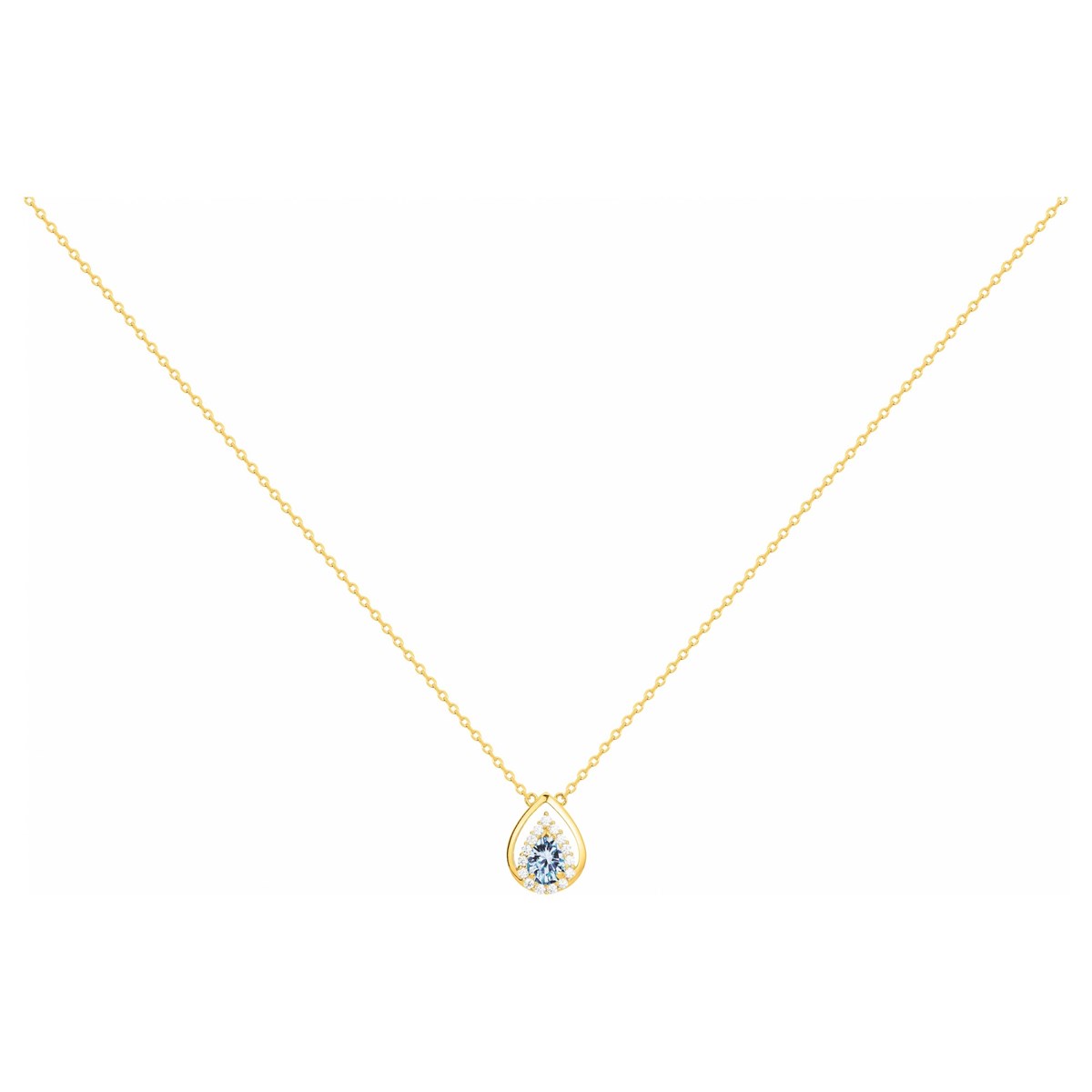 Collier en Plaqué Or avec oxyde de zirconium bleu topaze
