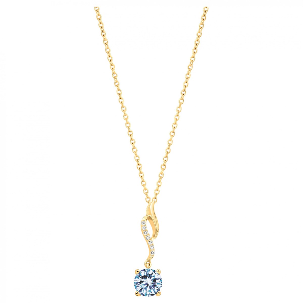 Collier en Plaqué Or avec oxyde de zirconium bleu topaze