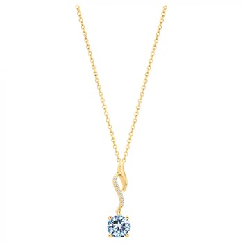 Collier en Plaqué Or avec oxyde de zirconium bleu topaze