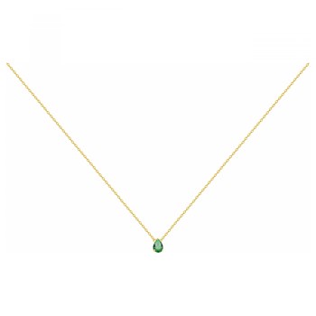 Collier en Plaqué Or avec oxyde de zirconium vert emeraude