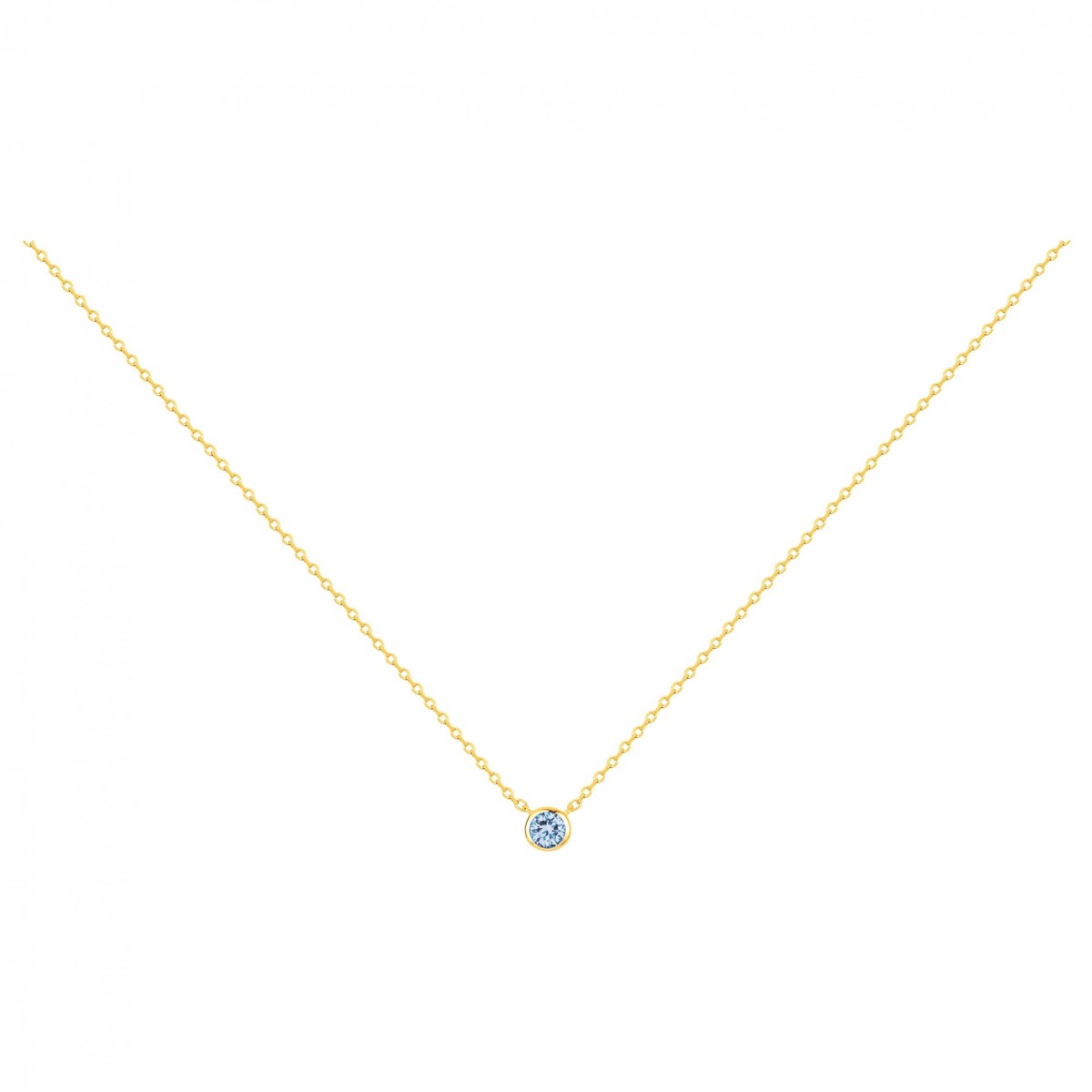 Collier en Plaqué Or avec oxyde de zirconium bleu topaze