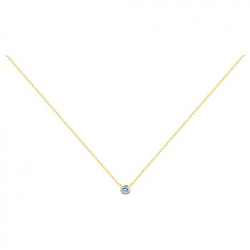 Collier en Plaqué Or avec oxyde de zirconium bleu topaze