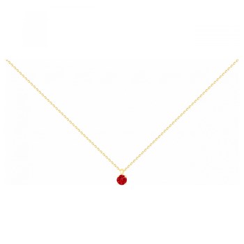 Collier en Plaqué Or avec oxyde de zirconium rouge rubis