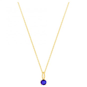 Collier en Plaqué Or avec oxyde de zirconium bleu saphir
