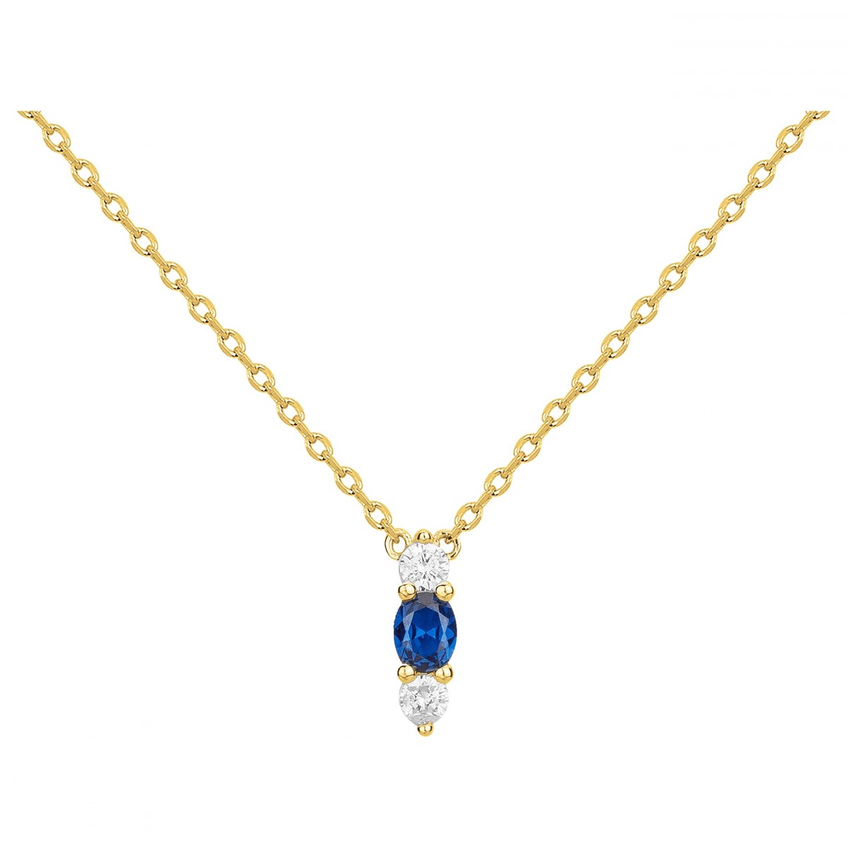 Collier en Plaqué Or avec oxyde de zirconium bleu saphir
