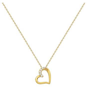 Collier mono-motif en Plaqué Or avec oxyde de zirconium blanc